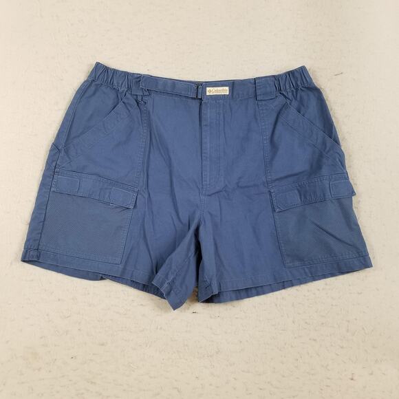 Columbia PFG Shorts Mens 2XL Blue Cargo Fishing Utility Mesh Pockets - Picture 1 of 16